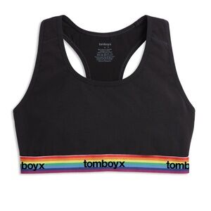 Tomboyx Racerback Soft Bra - Black Rainbow Logo
